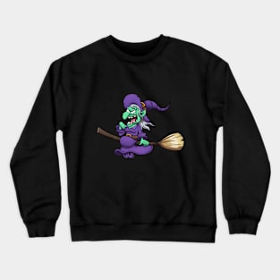 Crazy Laughing Witch On Broom Crewneck Sweatshirt